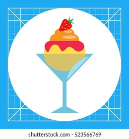 Ice cream in glass dessert bowl