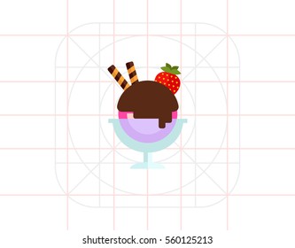 Ice cream in glass dessert bowl