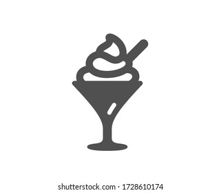 Ice cream in glass icon. Vanilla sundae sign. Frozen summer dessert symbol. Classic flat style. Quality design element. Simple ice cream icon. Vector