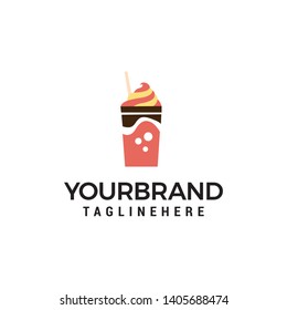 ice cream glass logo design concept template vector