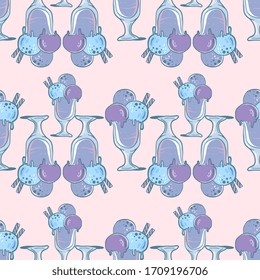 Ice cream in glass pattern, illustration, vector on white background