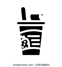 ice cream glass strawberry glyph icon vector. ice cream glass strawberry sign. isolated symbol illustration