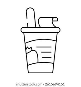 ice cream glass strawberry line icon vector. ice cream glass strawberry sign. isolated contour symbol black illustration