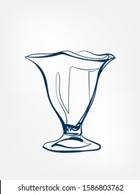 ice cream glass vector one line art drink isolated sketch