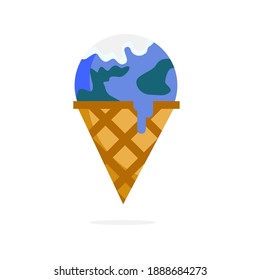 Ice cream of Global warming concept.