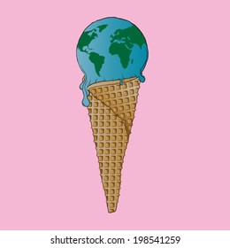 ice cream globe,  hand drawn, vector illustration