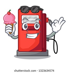 With ice cream gosoline pump isolated in the mascot
