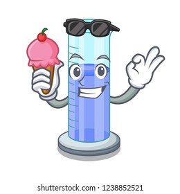 With ice cream graduated cylinder icon in outline character