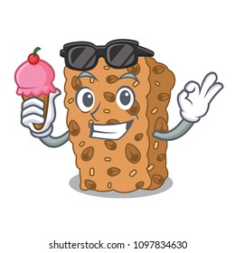 With ice cream granola bar character cartoon