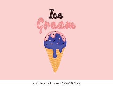 Ice cream grape vector illustration,