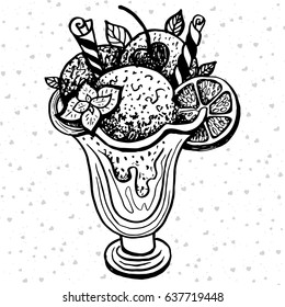 Ice cream graphic hand drawn. Vector illustration.