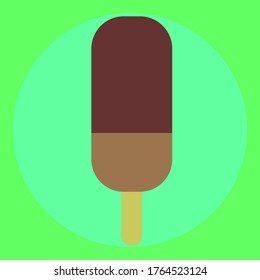 ice cream with a green background. flat design, illustration, icon