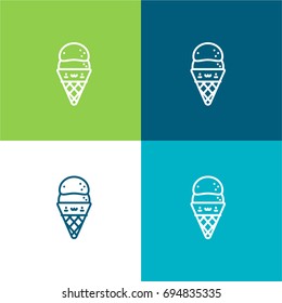 Ice cream green and blue material color minimal icon or logo design
