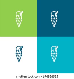 Ice cream green and blue material color minimal icon or logo design