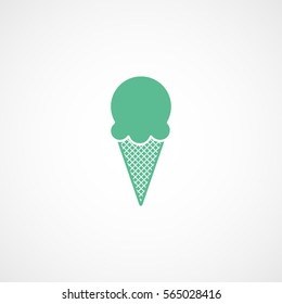 Ice Cream Green Flat Icon On White Background