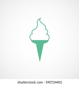 Ice Cream Green Flat Icon On White Background