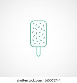 Ice Cream Green Line Icon On White Background