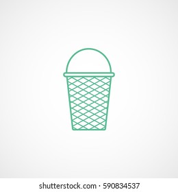 Ice Cream Green Line Icon On White Background