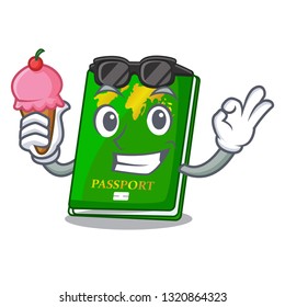 With ice cream green passport  