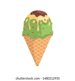 Ice cream green vector illustration