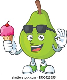 With ice cream guava fresh shape cartoon with mascot