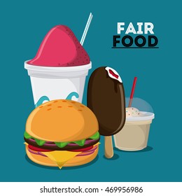 ice cream hamburger fair food snack carnival festival icon. Colorful design. Vector illustration