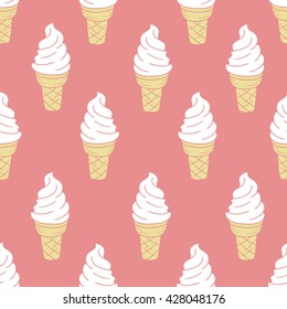 A lot of ice cream hand drawn background. Doodle wallpaper vector. Colorful seamless pattern