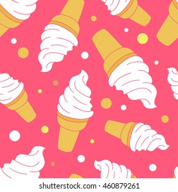 A lot of ice cream hand drawn background. Doodle wallpaper vector. Colorful seamless pattern