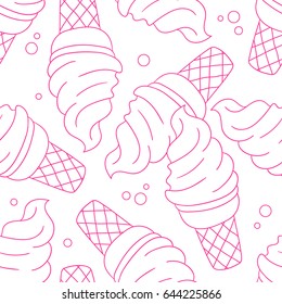 A lot of ice cream hand drawn background. Colorful seamless pattern with food objects. Decorative wallpaper vector, good for printing