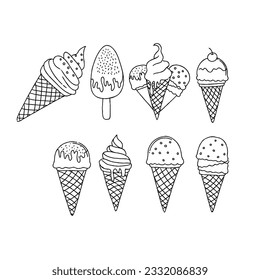 ice cream hand drawn doodle illustrations vector set