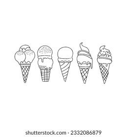 ice cream hand drawn doodle illustrations vector set