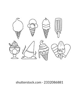 ice cream hand drawn doodle illustrations vector set