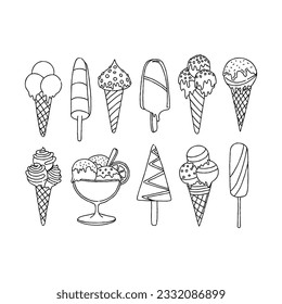 ice cream hand drawn doodle illustrations vector set