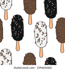 Ice cream hand drawn endless pattern vector illustration