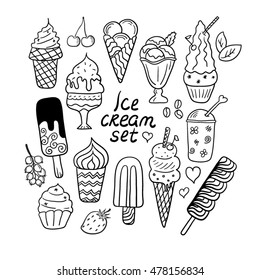 Ice Cream Hand Drawn Graphic Set