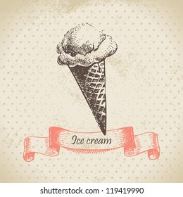 Ice Cream, Hand Drawn Illustration