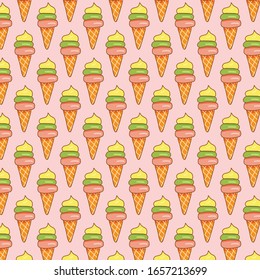 fondo vectorial de la plantilla de patrón dibujado a mano de helado