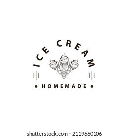 Ice cream hand drawn premium logo template