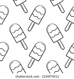 ice cream hand drawn seamless pattern on white background