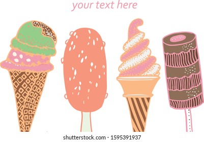 Ice cream hand drawn vector illustration