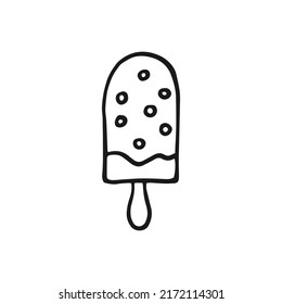 Ice cream. Hand drawn vector illustration. Line art style isolated isolated on white background