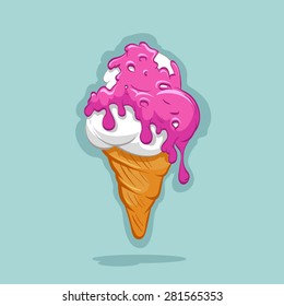 Ice cream hand drawn, vector illustration