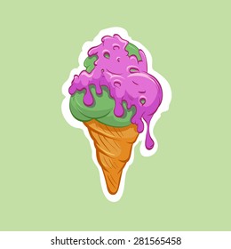 Ice cream hand drawn, vector illustration