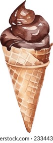 Ice cream hand drawn watercolor illustration