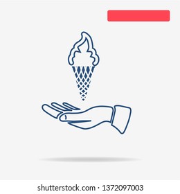 Ice cream and hand icon. Vector concept illustration for design.