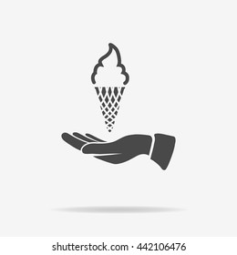 Ice cream and hand icon. Vector concept illustration for design.