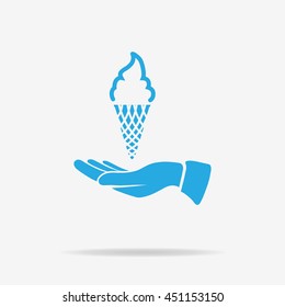 Ice cream and hand icon. Vector concept illustration for design.