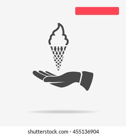 Ice cream and hand icon. Vector concept illustration for design.