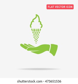 Ice cream and hand icon. Vector concept illustration for design.