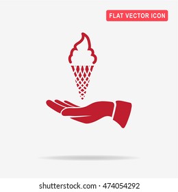 Ice cream and hand icon. Vector concept illustration for design.